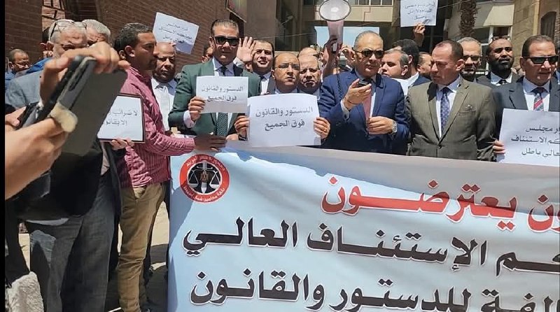 محامو أسيوط ينظمون وقفة احتجاجية داخل مجمع المحكمة رفضًا لزيادة الرسوم القضائية